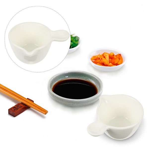 

dishes & plates 6 pcs nonslip sauce beautiful dessert with handle (white)