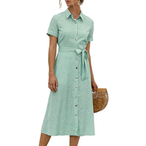 

women's swimwear summer woman casual print single breasted belt shirt dress 2021 fashion elegant ladies short sleeve buttons boho-beach, White;black
