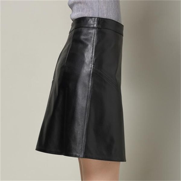 

2021 new fashion royal sheep leather skirt o10 pd0p, Black