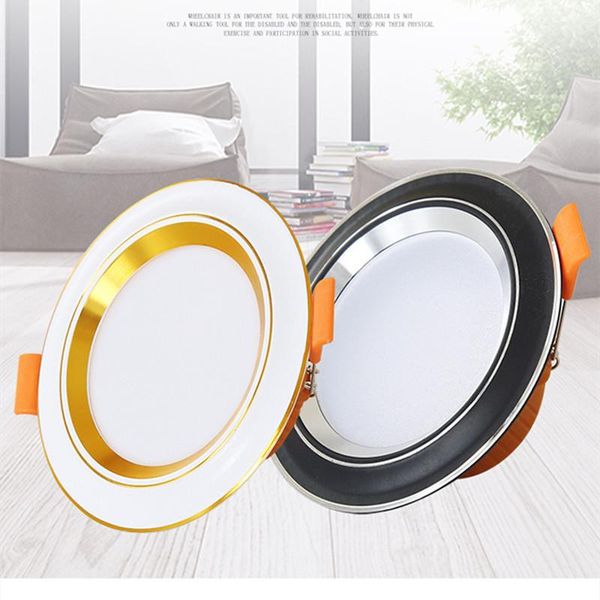 

downlights 10pcs led downlight 5w tri-color dimming embedded round ceiling light ac 220v 230v indoor lighting decoration