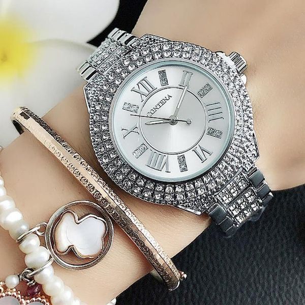 

wristwatches women watches fashion watch geneva designer ladies diamond quartz silver wrist gifts for, Slivery;brown