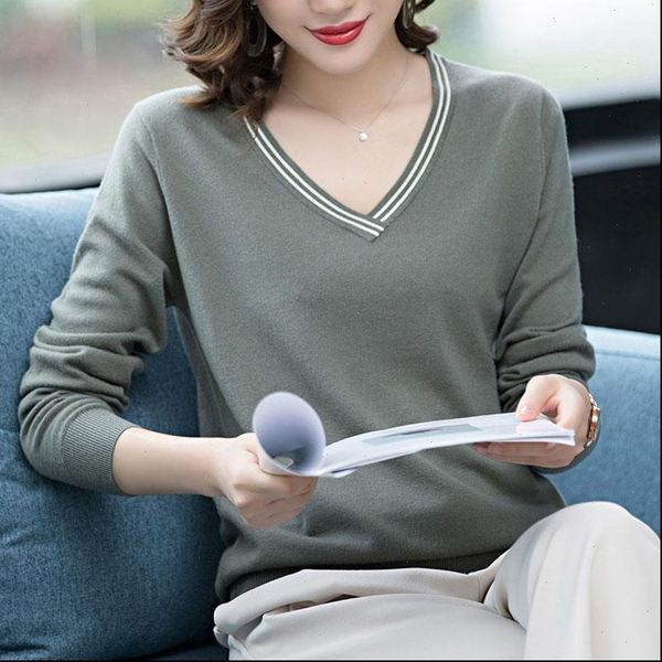 

2021 v neck knitted women pullover sweaters casual autumn pull jumper female long sleeve ladies short paragraph bottoming shirt, White;black