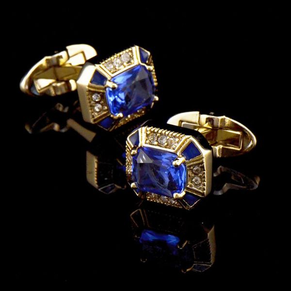 

cuff link and tie clip sets luxury 2021 shirt cufflinks for mens brand buttons crystal links blue jewelry box, Silver;golden