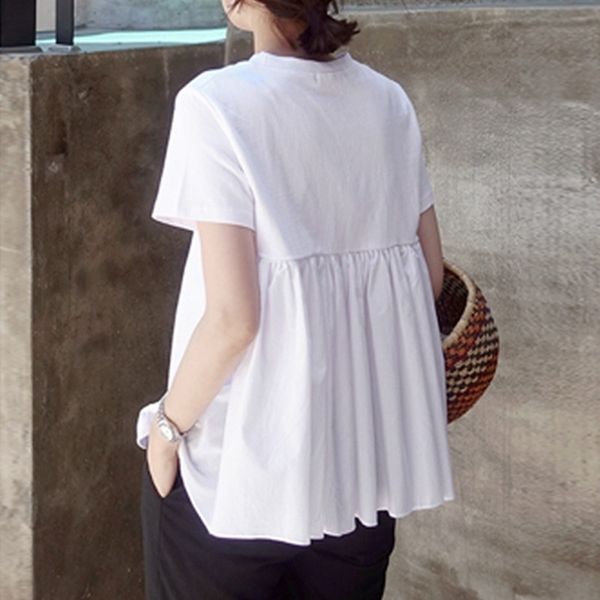 

2021ins short sleeve t-shirt women's korean summer wear loose white cotton literature and art comfortable lazy style top, White;black