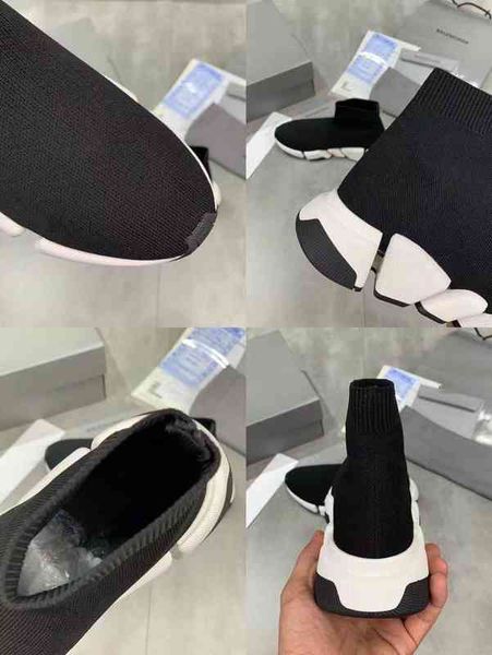 

boots designer shoes speed trainer platform casual three pairs of socks flat men's women's fashion size 36-46 aqyz, Black