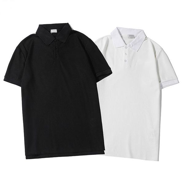 

d-2037 golf polo shirt sportwear summer men apparel solid color white black stand collar t-shirt tees casual loose short sleeve pullovers