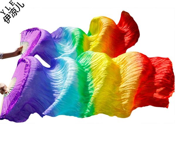 

2021 female chinese silk veils dance fans pair of belly dancing fans 6 colors, Black;red