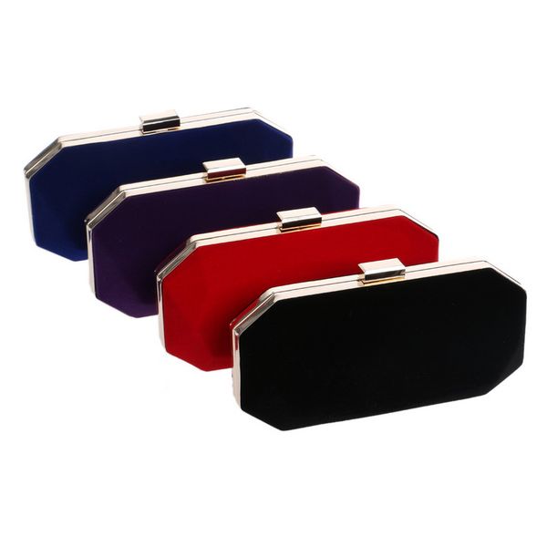 

velvet brand design evening bags black red blue purple mixed color day clutch bag with chain shoulder purse