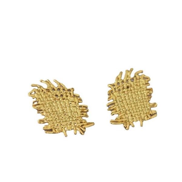 

minority jewelry copper plated 18k gold grid system atmosphere irregular design sense earrings female earrings, Silver