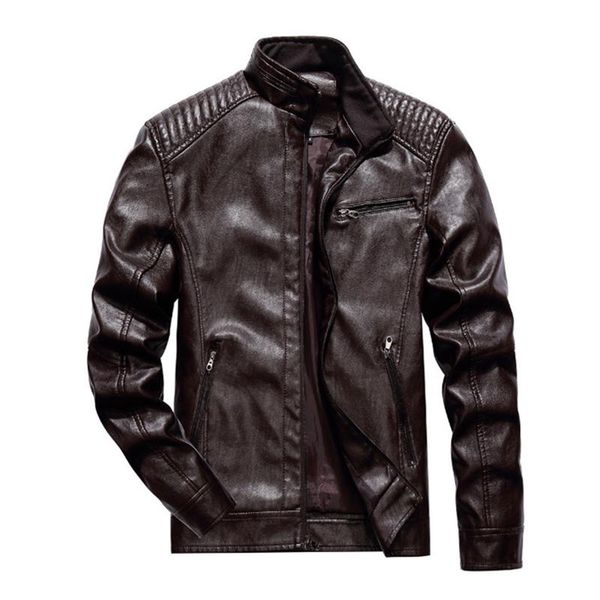 

men's fur & faux leather jacket men est design motorcycle pu slim fit zipper outerwear, Black