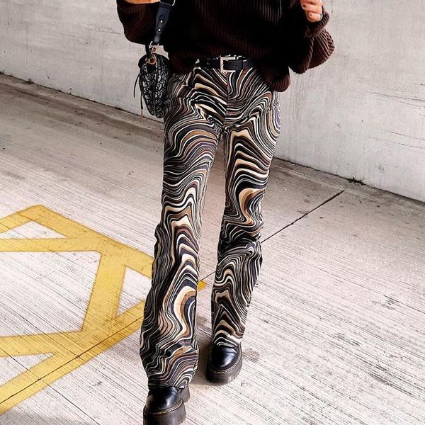 

women's pants & capris showmirror high waisted flare women harajuku y2k waist zebra print straight long trousers clothes joggers, Black;white