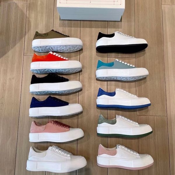 

designer canvas sneakers women's deck lace up plimsoll in black white rubber sole suede platform sneakers runner casual shoes with box