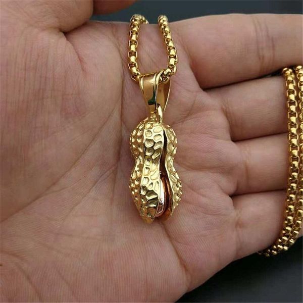 

pendant necklaces 2021 peanut necklace for women wholesale collier gold color stainless steel female jewelry drop, Silver