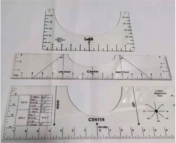 

1pcs professional t-shirt ruler guidesublimation garments guide size chart measuring tool protractor multifunction sewing tools, Black