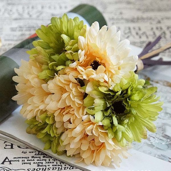 

gerbera - silk bouquet home decoration, plastic artificial flower accessories for wedding, new year and christmas, 7 pieces