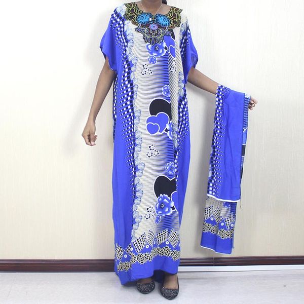 

ethnic clothing dresses for women with big scarf african embroidery floral print dashiki maxi dress classic 100% cotton clothes, Red