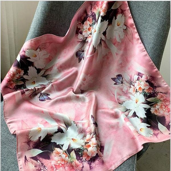 

scarves summer woman fashion small square scarf headscarf decorative chinese style oil painting gift, Blue;gray