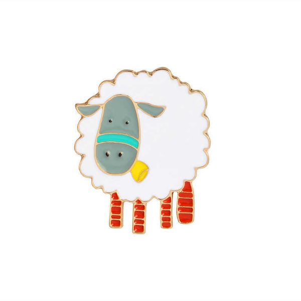

jewelry creative oil dripping cute little sheep cartoon brooch, Gray