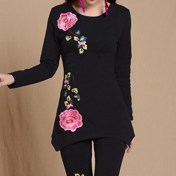 

women's t-shirt / spring women leisure fashion big yards loose retro literary cotton and linen long sleeve /--3xl, White