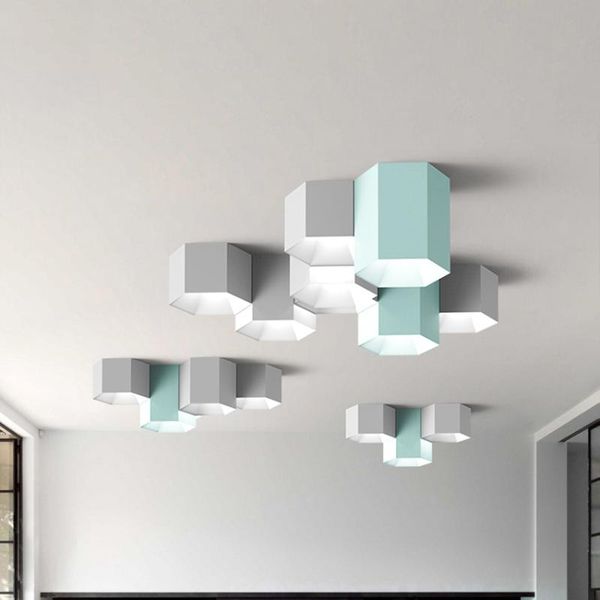 

ceiling lights modern macaron lamp geometric hexagonal lighting loft living room bedroom corridor aisle home indoor deco
