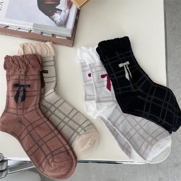 

men's socks 1 pair and women's bubble mouth plaid cotton autumn tide fashion to keep warm, Black