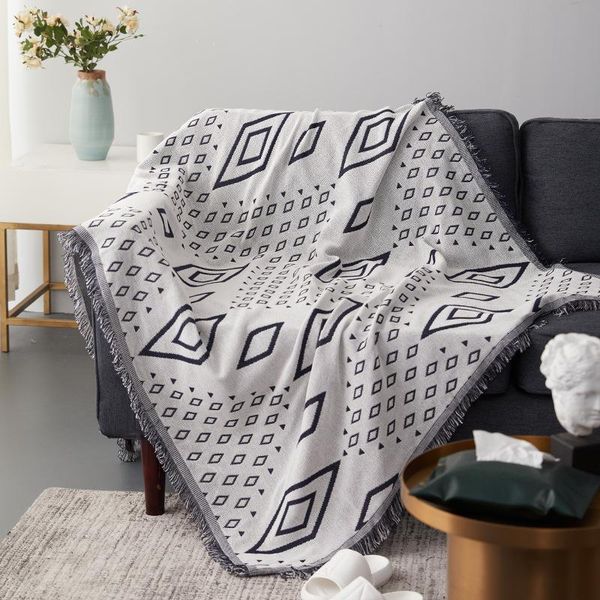 

blankets nordic wind knitted blanket multifunctional sofa cover geometric towel dust air conditioner bed
