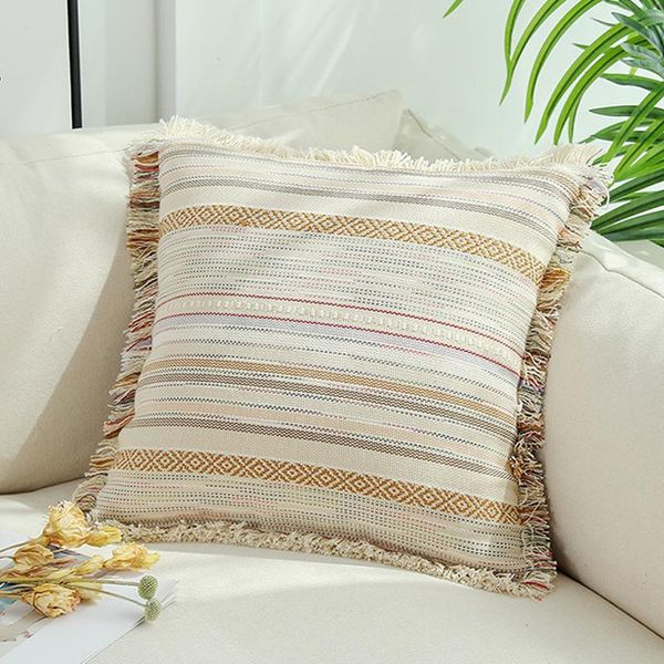 

cushion/decorative pillow home decor cushion cover black stripe jacquard 45x45cm tassels fringed for living room bed sofa chair