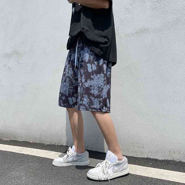 

men's shorts summer thin fashion printed casual men streetwear loose hip-hop tie-dye mens beach m-3xl twbd, White;black