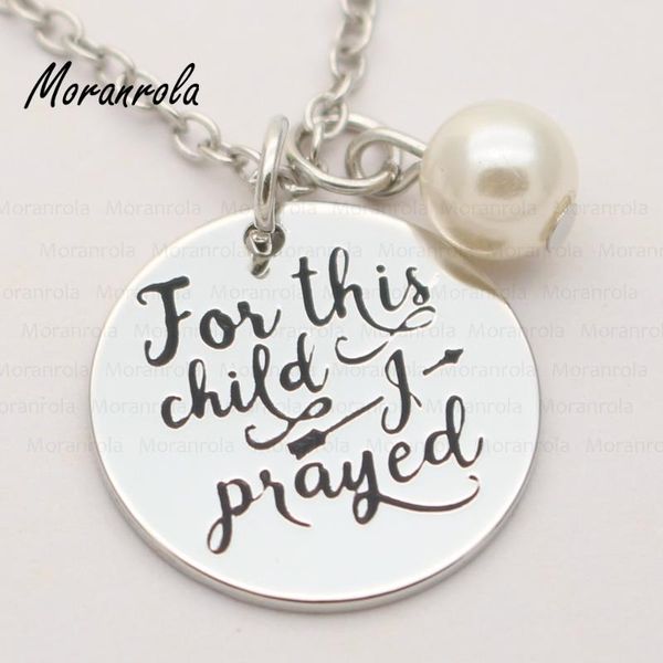 

pendant necklaces arrive "for this child i prayed "necklace &keychain charm gift for mom adoption mother's jewelry, Silver