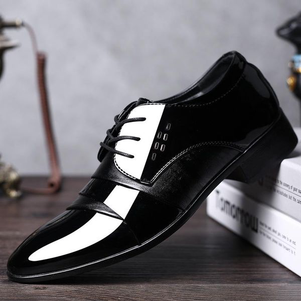 

dress shoes mazefeng men formal leather luxury fashion groom wedding oxford plus size 38-48, Black