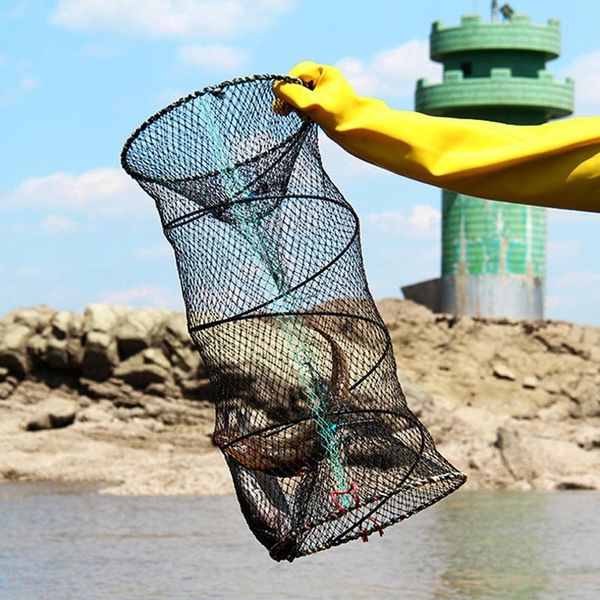 

fishing accessories outdoor automatic catch fish net round cage strengthen nylon mesh spring retractable folding shrimp and crab trap cast n