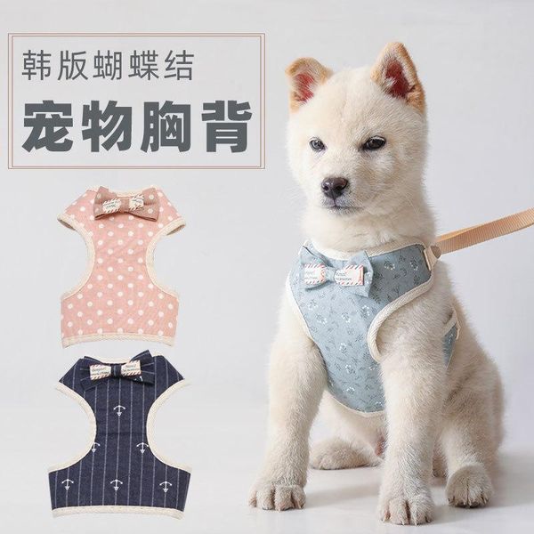 

pet hand holding rope korean bow pet harness vest cat dog hand holding rope