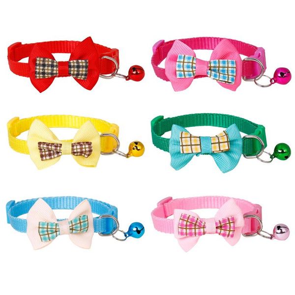 

dog collars & leashes bow small collar with bell adjustable buckle strap cat pet supplies accessories chihuahua
