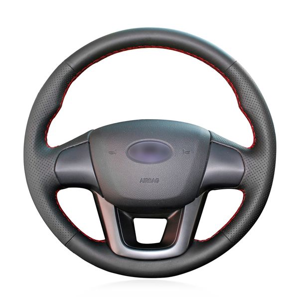 

diy custom black artificial leather steering wheel cover for kia k2 rio 2011-2013