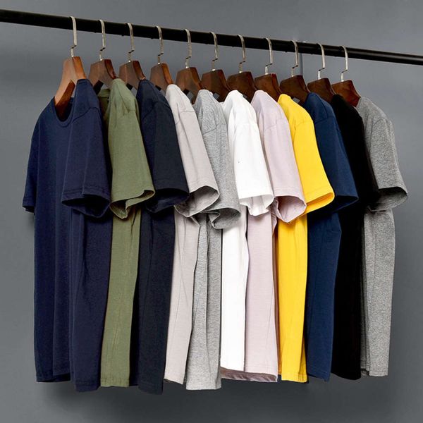 

modal ice silk short sleeve men's casual solid color bottom coat spring summer comfortable elastic t-shirt, White;black
