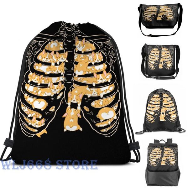 

backpack funny graphic print shoulder bags women ribcage of corgis single travel for men gym bag