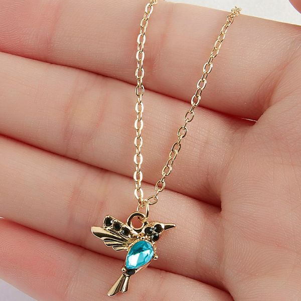 

crystal animal hummingbird necklaces fashion gold color clavicle chain birds pendant necklace collares joyeria mujer, Silver