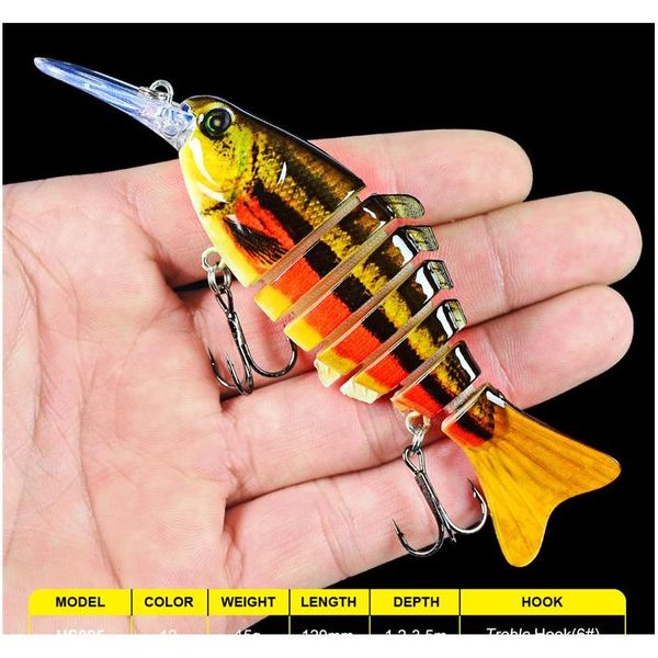 

new multi jointed fishing lure 7 segments jerkbait 11.2cm 14g realistic swimming bass wobbler bait 6 jlllht outbag2007