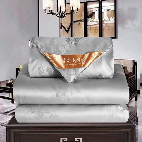 

comforters & sets 2kg 100% mulberry silk quilt satin jacquard handmade core spring and autumn twin queen bedding