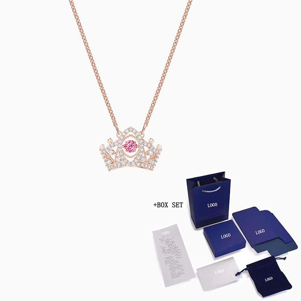 

chains fashion jewelry swa bee a queen necklace elegant vibrating crystal red crown decoration female romantic gift, Silver