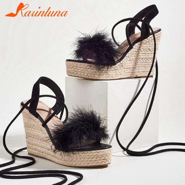 

karin 2021 summer female casual vacation classic sandals platform wedges high heels women sandals fashion beach women shoes, Black