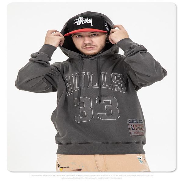 

men's hoodies & sweatshirts high street washed hooded hip-hop logo ball garment unlined upper of restoring ancient ways couples who loo, Black
