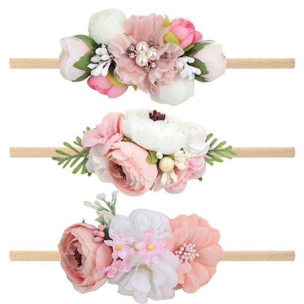 

hair accessories christmas 2021 for girls headbands floral flowers baby girl kids headwear infant bow opaska do wlosow, Slivery;white
