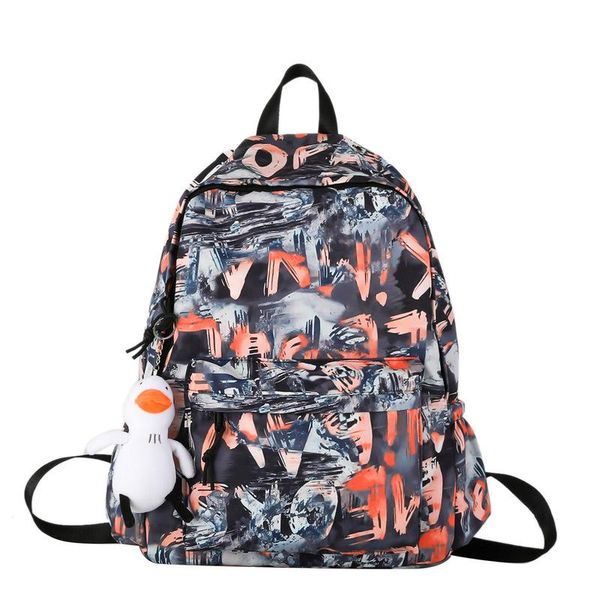

backpack school bags for girls large capacity nylon cute pendant women's simple fashion casual vintage travel men's backpacks