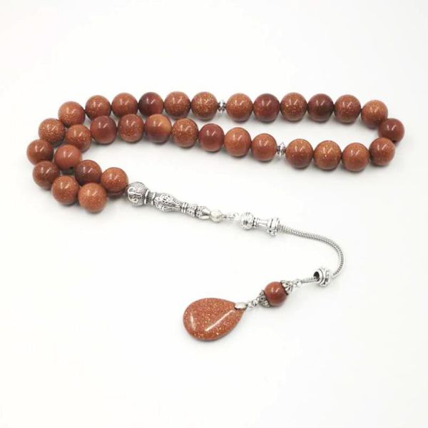 

beaded, strands 2021 style tasbih natural goldstone stone tesbih 33 45 66 99 prayer beads unique design misbaha tassels muslim rosary, Black