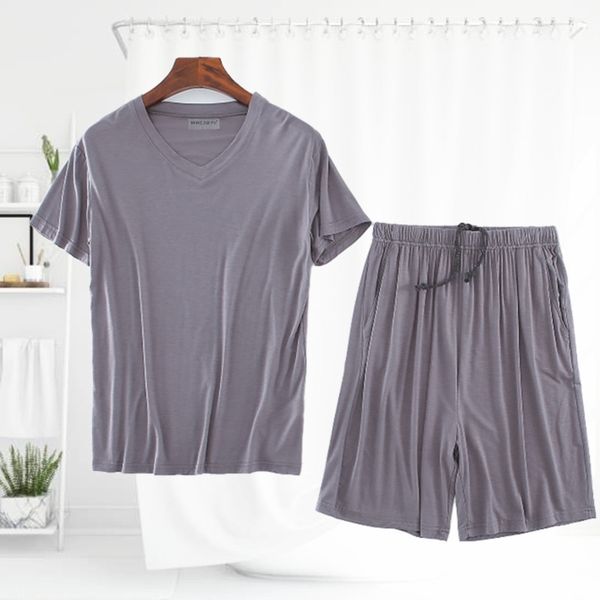 

summer modal men's short sleeve shorts suit sports casual plus oversized pajamas, Gray