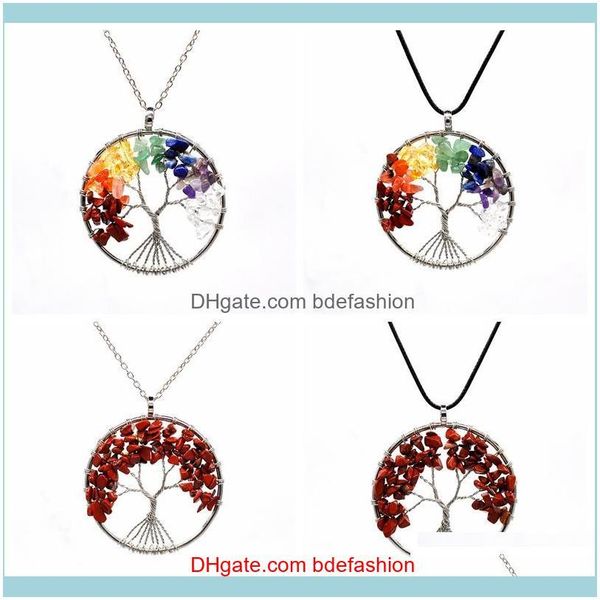 

& pendants jewelry7 chakra stones crystal necklaces fashion women natural stone tree of life pendulum pendant necklace lady jewelry lj-tta13, Silver
