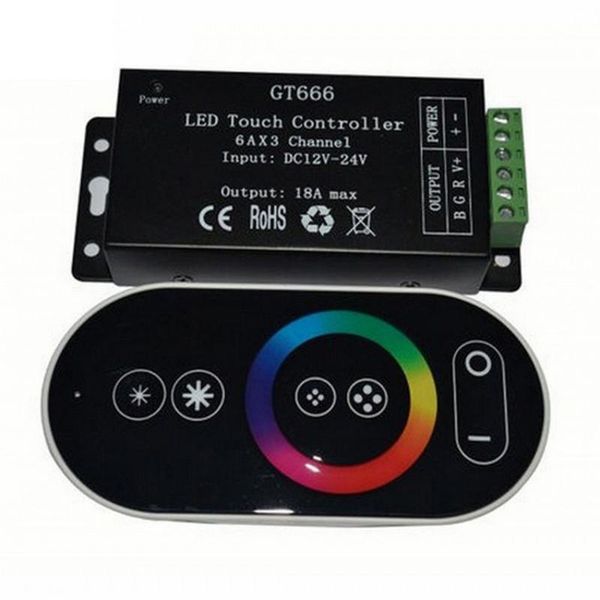 

dc12v-24v led controller 6ax3channel 18a rf wireless touch rgb controller touch panel dimmer for led strip light tape