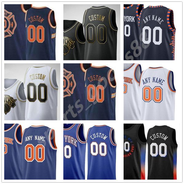 

custom printed 1 obi in rj 9 barrett kevin 20 knox julius 30 randle frank 11 ntilikina men woman kids basketball jerseys, Black