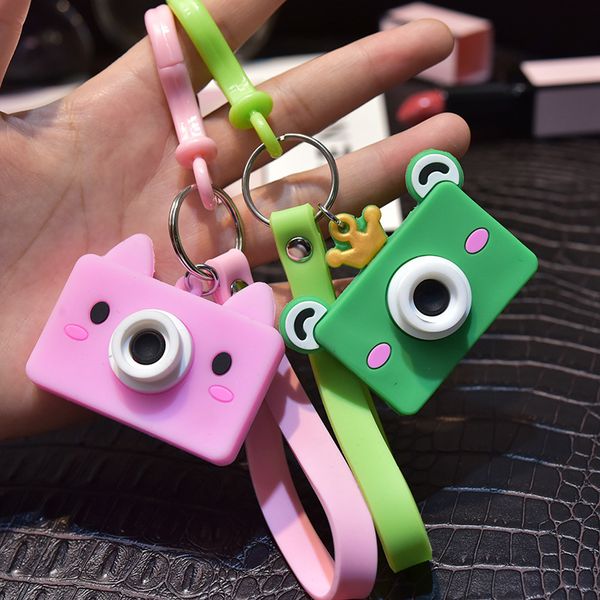 

2021 fashion keychain creative soft plastic mini camera key chain color leather rope cartoon couple bag small gift pendant, Silver